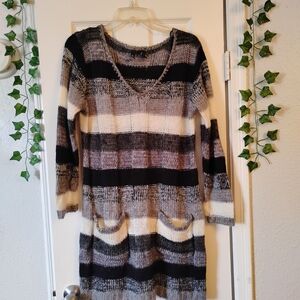 Striped Knit Sweater Dress